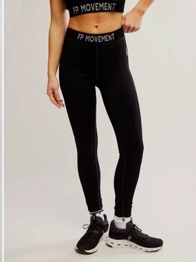 FP Movement Black Ribbed High-Waist Leggings